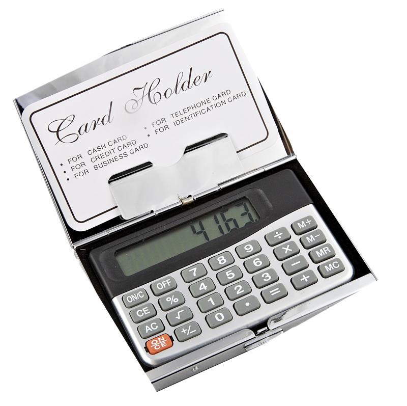 Metal Business Card Case with Calculator