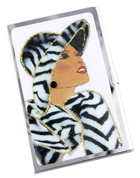 Elegant Metal Business Card Holder with image of African American Woman